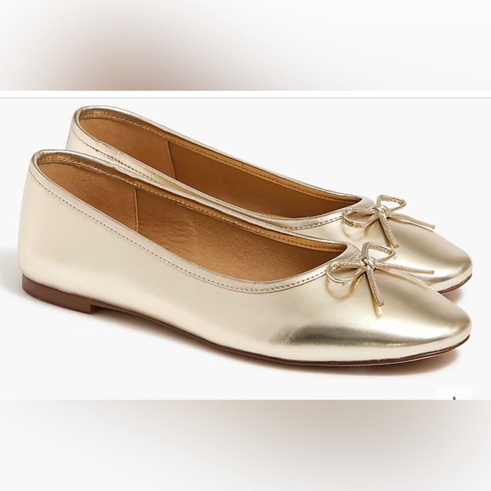 NWT J Crew metallic gold ballet flats